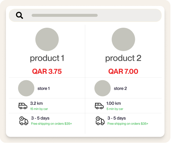 خيارات مقارنة العروض والمتاجر والفئات على فرص